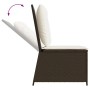 Brauner vidaXL Gartensessel mit Liegefunktion, Polyrattan und Kissen.