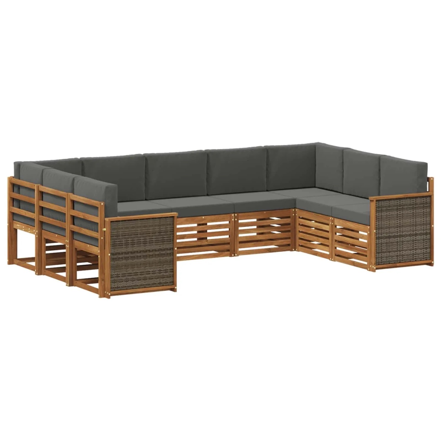 vidaXL Ecksofa Set mit Kissen 7 Stk Natur und Anthrazit 3384828