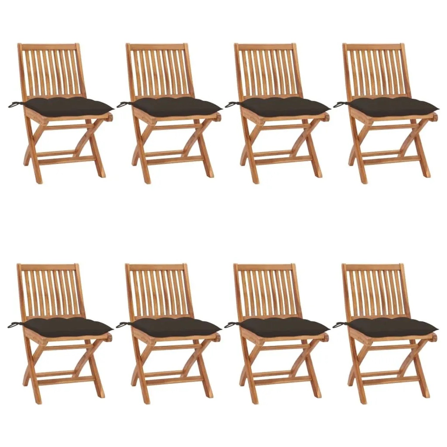 vidaXL Klappbare Gartenstühle mit Kissen 8 Stk Massivholz Teak 3072884 günstig online kaufen