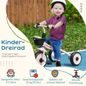 AIYAPLAY Dreirad in Rosa mit Korb und verstellbarem Sitz für Kinder. Kategorie: Fahrräder.