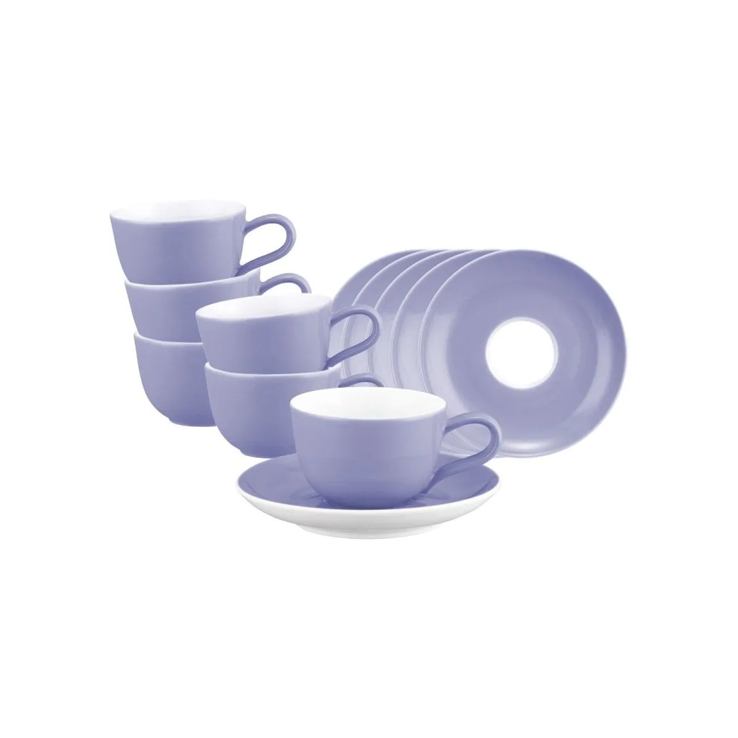 Seltmann Weiden Liberty Pure Colors Espressotasse mit Untertasse 6er Set Grape Purple