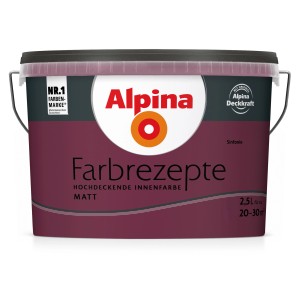 Eimer Alpina Farbrezepte Sinfonie, matte, purpurfarbene Innenfarbe, 2,5 Liter.
