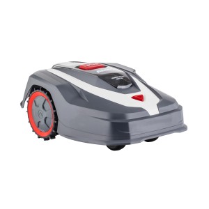 Al-Ko Robolinho 350 W Mähroboter: Automatischer Rasenmäher in Grau/Weiß mit roten Akzenten.