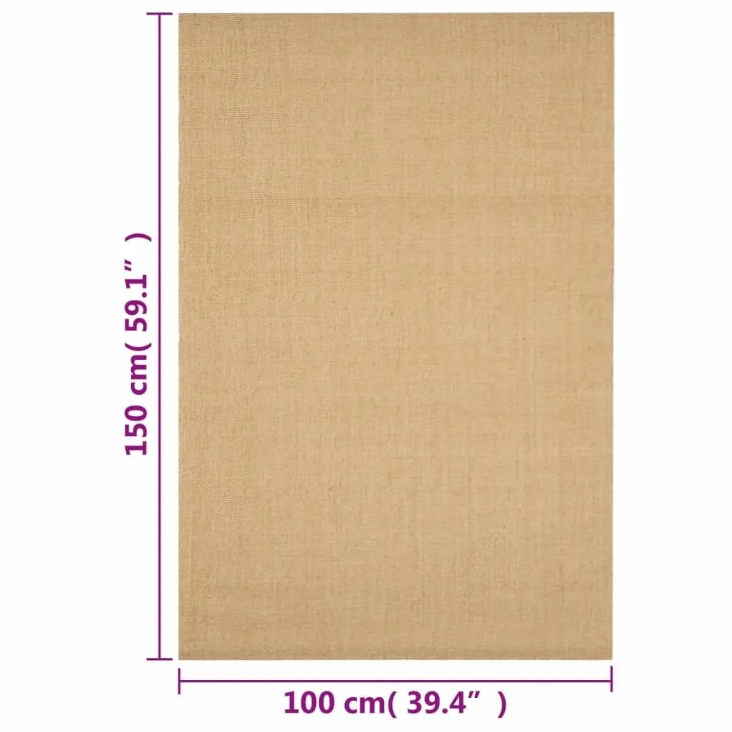 Naturfarbener Sisal Teppich, 100x150 cm. Robuster Teppich für den Innenbereich.