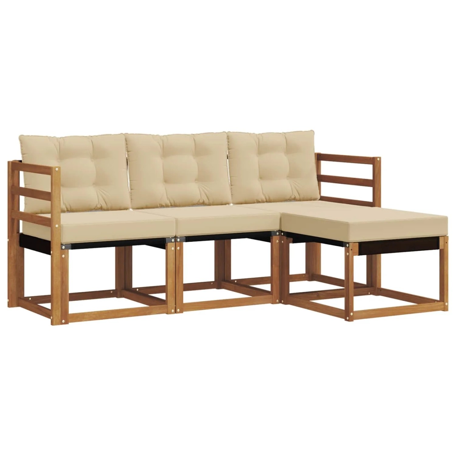 vidaXL Outdoor-Sofagarnitur mit Kissen 4-Tlg Natur und Beige 3368536