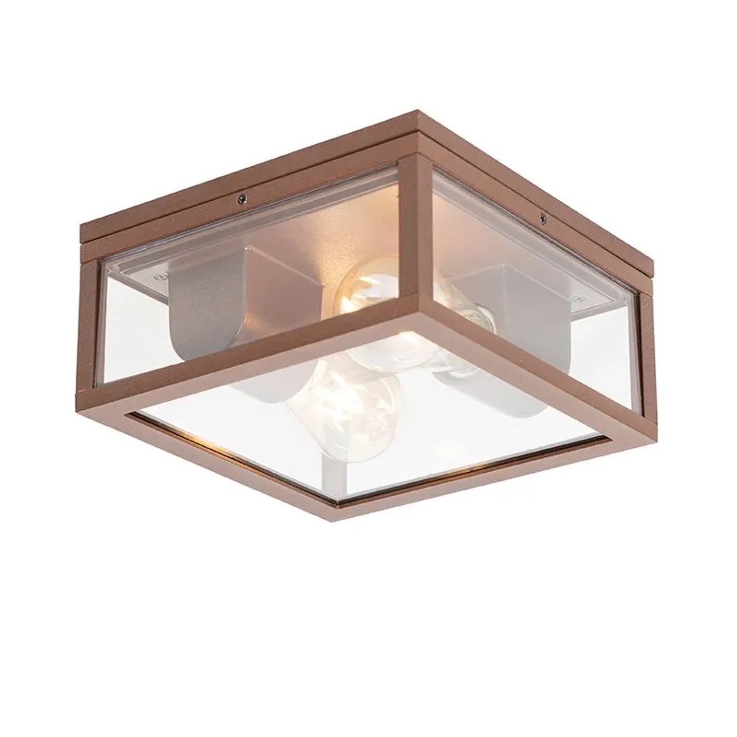 QAZQA Industrielle Deckenleuchte rostBraun IP44 2 Flammig Charlois