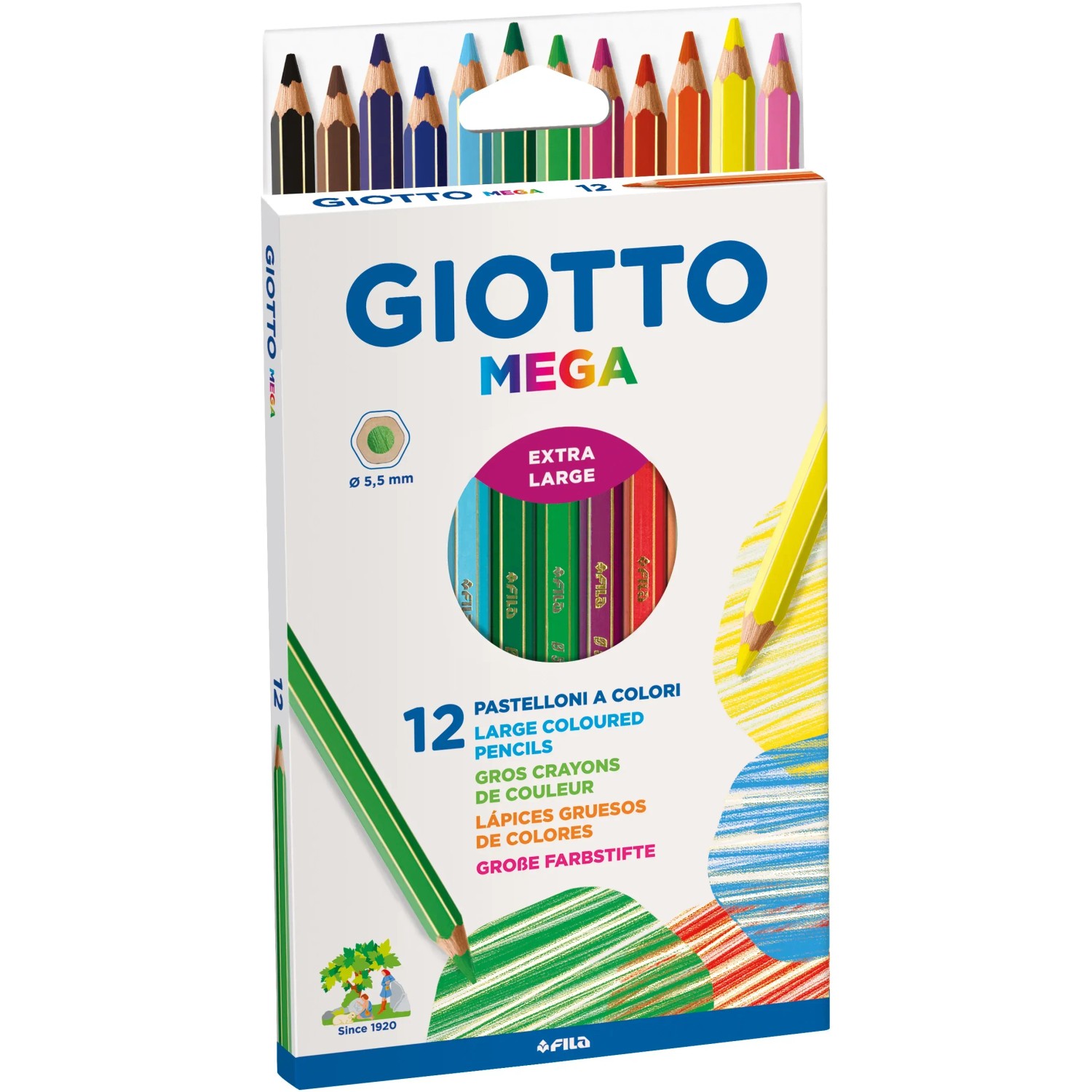 Giotto Mega Dickkern-Farbstifte 12er-Etui