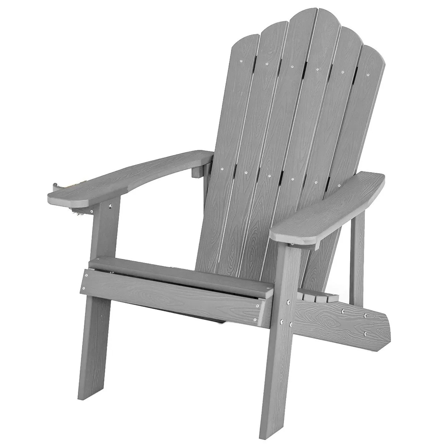 Costway Adirondack Stuhl mit Getränkehalter Kunststoff 170 kg Hellgrau