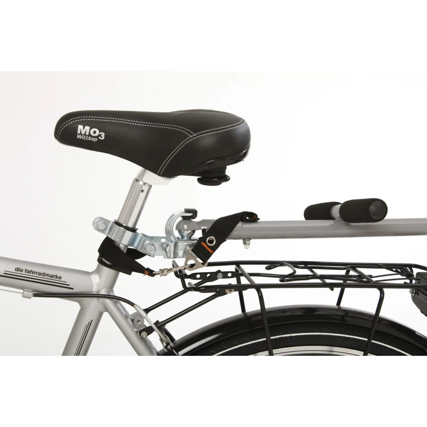 Fischer Lastenanhänger Profi Plus III, schwarzer Fahrradanhänger zur Montage an Sattelstütze.