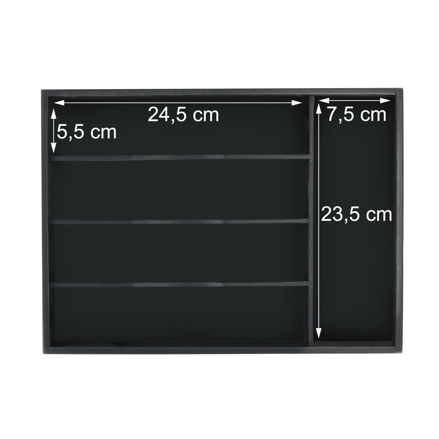 Relaxdays Besteckkasten Bambus Schwarz 5 Fächer 4,5 cm x 25 cm x 34 cm_5
