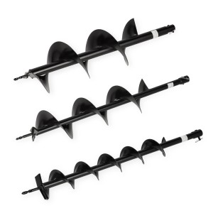 EBERTH Erdbohrer Set, 3 Größen (100, 150, 200mm), für Baumaschinen und Gartenarbeiten.