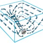 Illustration der Luftzirkulation eines Vornado Tischventilators 530 Schwarz in einem Raum.