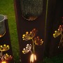 Ferrum Art Design Säulen-Set Stone, 3er Set Gartendeko in Rostoptik mit Pflanzschalen und Blumenmuster.