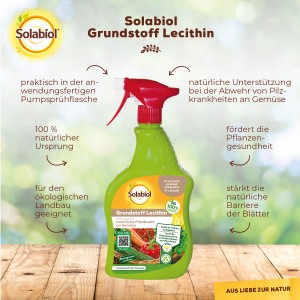 Solabiol Grundstoff Lecithin Spray 1 l zur Pilzabwehr an Gemüsepflanzen in Sprühflasche.