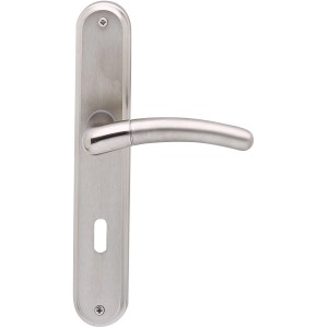 AnsaPro Zimmertür-Garnitur Weichsel, Langschild, Buntbart-Lochung, Edelstahl-Optik.