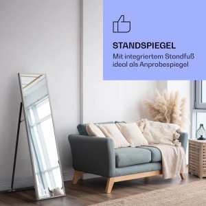 Klarstein La Palma Infrarotstrahler als Standspiegel, 900W, verspiegeltes Glas.