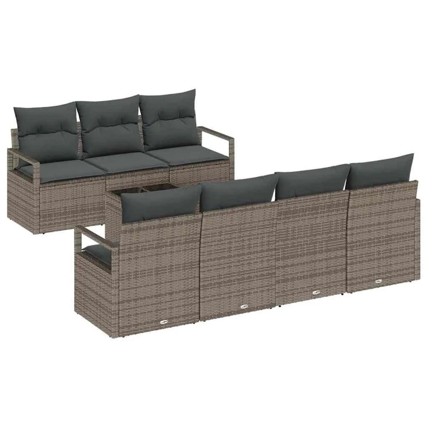 vidaXL Garten-Sofa-Set 8 Stk Grau Poly-Rattan und Stahl und Glas 3354958