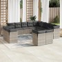 Graue 13-tlg. vidaXL Garten-Sofagarnitur aus Polyrattan mit Kissen, Modell 9. Gartenmöbel für Terrasse und Garten.