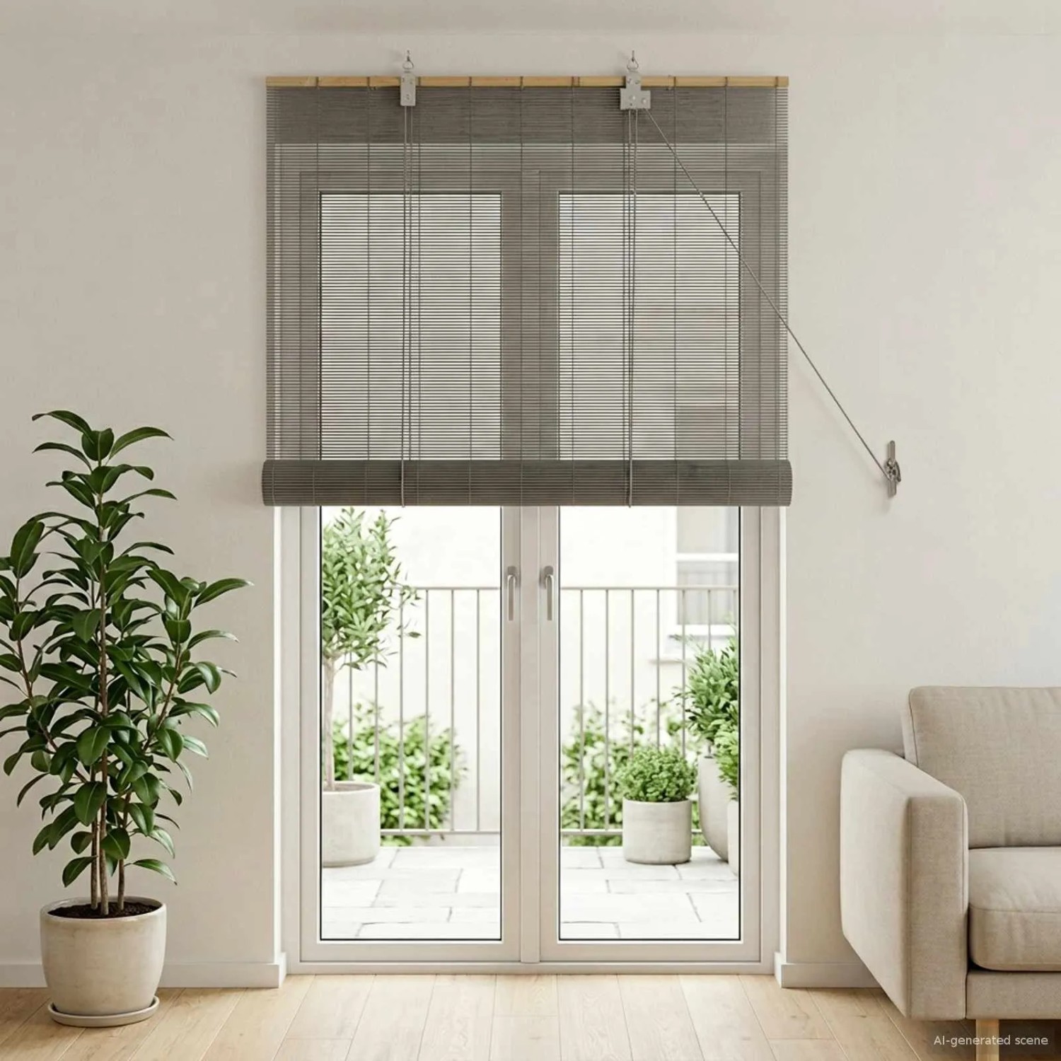 vidaXL Rollo Grau 100 x 220 cm Bambus 42039725