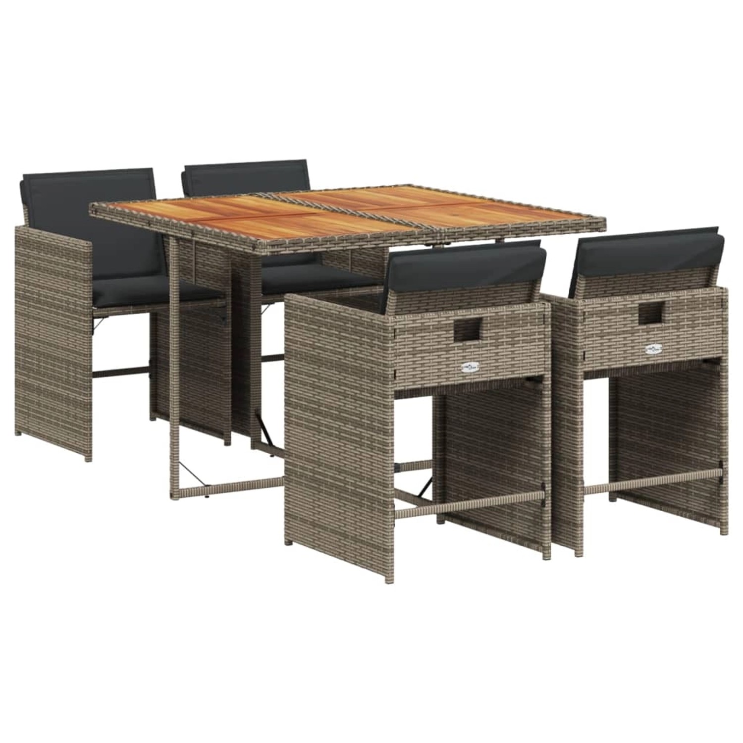 vidaXL 5-tlg Garten-Essgruppe mit Kissen Grau Poly Rattan Modell 85 günstig online kaufen