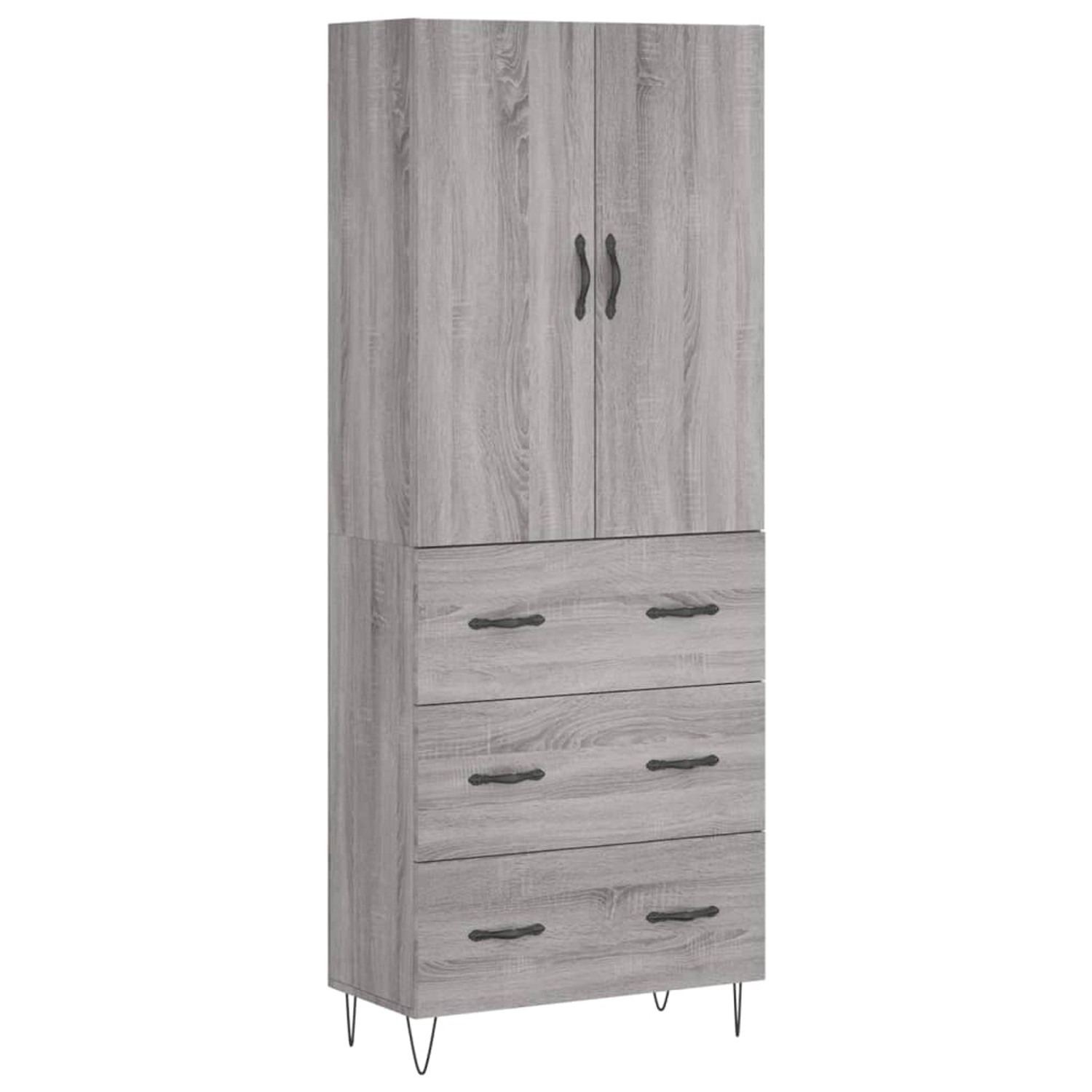 vidaXL Highboard Grau Sonoma 69,5x34x180 cm Holzwerkstoff 3198087 günstig online kaufen