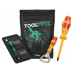 Wera Tooltüte 4.0 Werkzeugset, 12-teilig: Schraubendreher, Bits, Bithalter und Flaschenöffner im Set.
