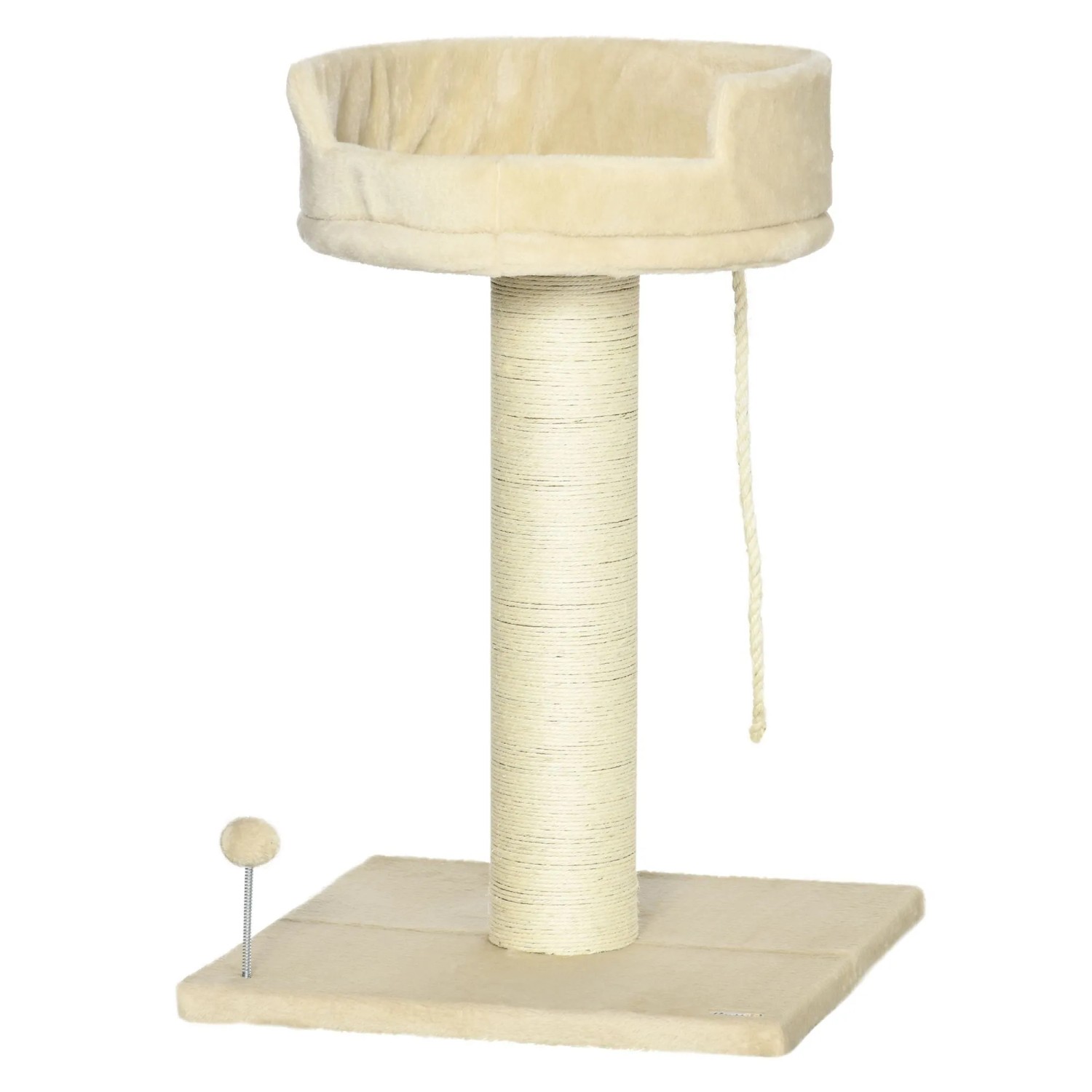 PawHut Kratzbaum klein, 85 cm Katzenbaum, Katzenkratzbaum mit Liegefläche, für Katzen unter 6 kg, Sisal, Beige