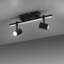 Schwarze Paul Neuhaus Barik Wand-/Deckenleuchte mit zwei schwenkbaren Spots und LED-Leiste.