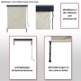 Creme-beige Vertikalmarkise mit Kurbel, UV-Schutz 50 und Windklasse 2. Für Fenster & Balkon, mit unteren Halterungen.