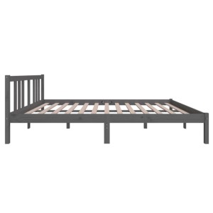 Graues Massivholzbett 140x200 cm mit Lattenrost und Kopfteil. Bett für Schlafzimmer.
