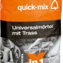 Quick-Mix Universalmörtel X in 1 mit Trass, 25 kg Sack, geeignet zum Mauern, Verputzen und Verlegen.