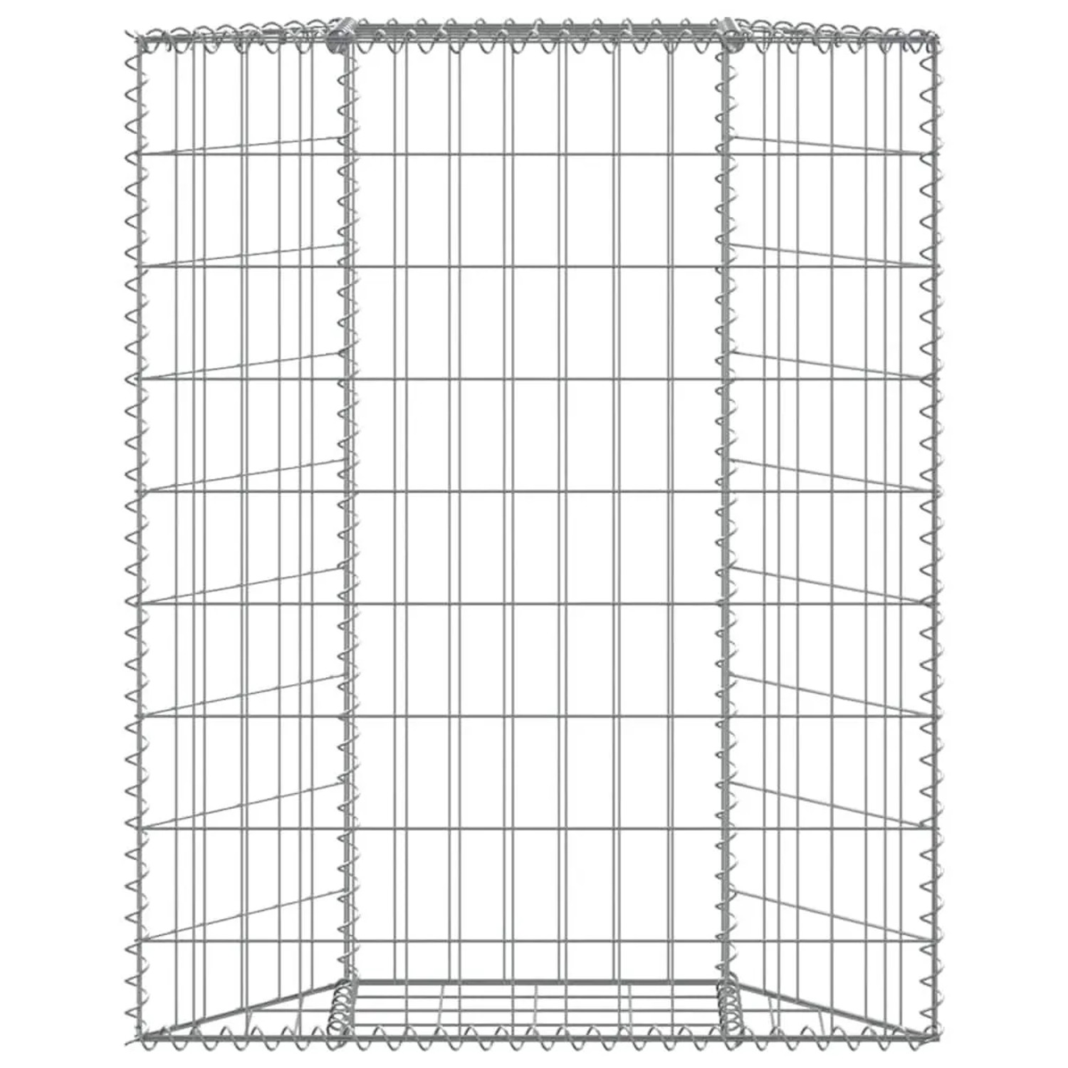 Leeres, trapezförmiges Gabionen-Hochbeet aus verzinktem Stahl, 80x20x100 cm.