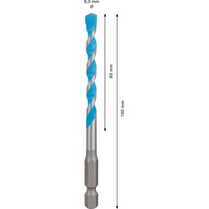 Bosch Expert Multi Construction Bohrer Hex-9, Ø 6 mm, 100 mm Länge. Universalbohrer für verschiedene Materialien.