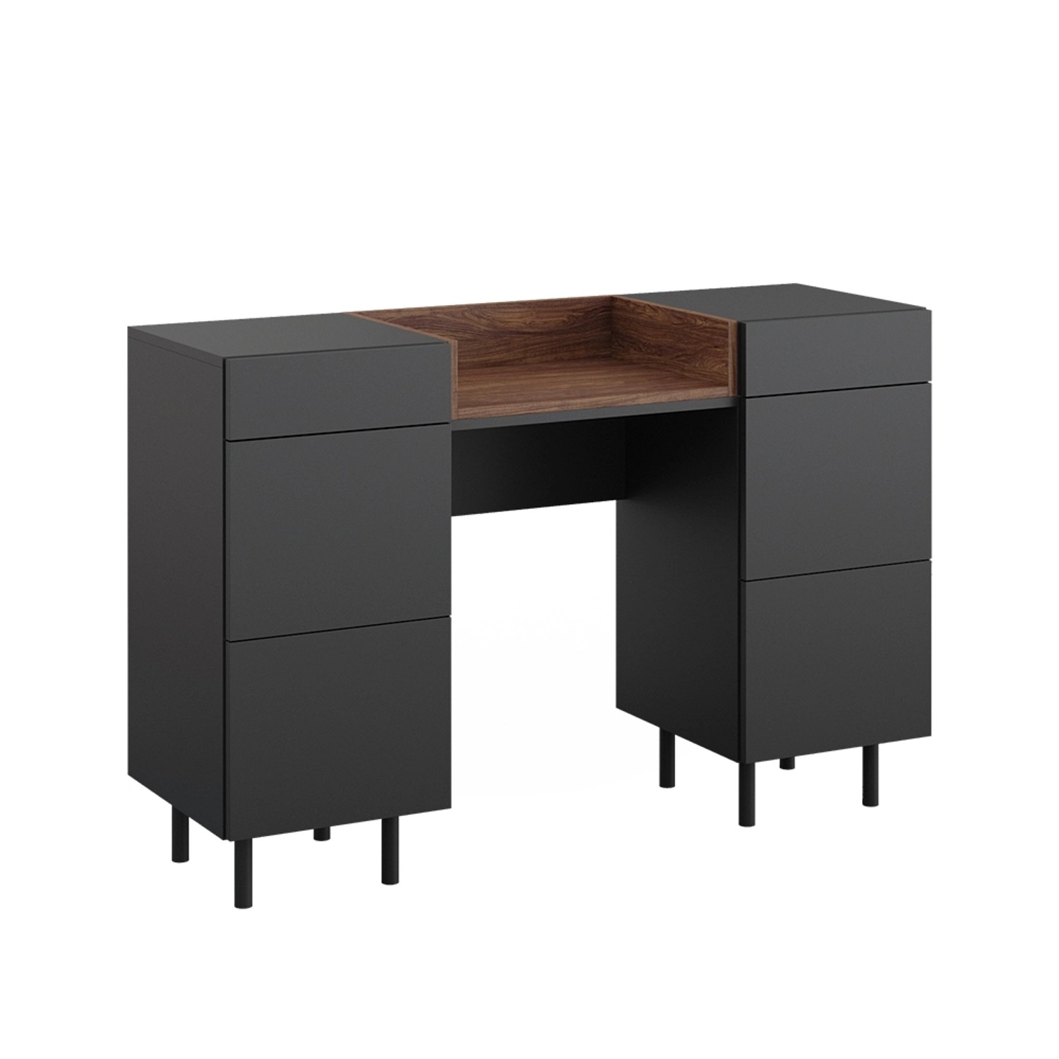 Vicco Schminktisch Anika Anthrazit/Nussbaum 120 cm mit 6 Schubladen günstig online kaufen