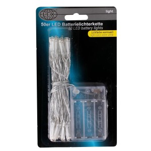 Lex 50er LED Lichterkette, batteriebetrieben, warmweißes Dekolicht für Weihnachten.