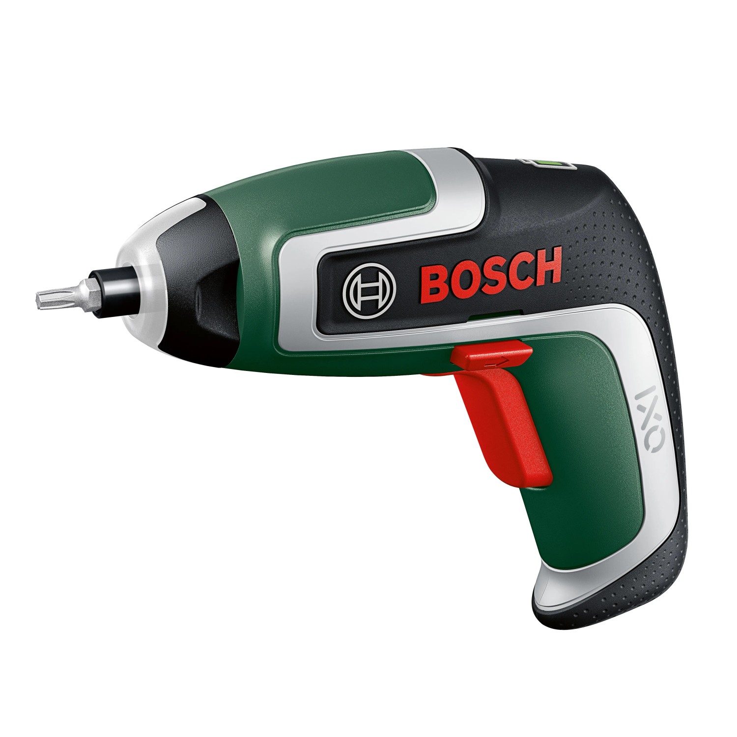 Bosch Akkuschrauber IXO 7 im Set, grün-schwarz, mit Bit. Kompakter Schraubendreher für Heimwerker.