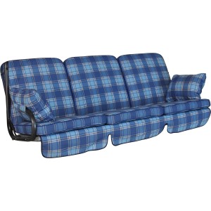 Angerer Hollywoodschaukel Auflage Star Belfast Blau, dreigeteilt mit Seitenkissen und Unterlage.