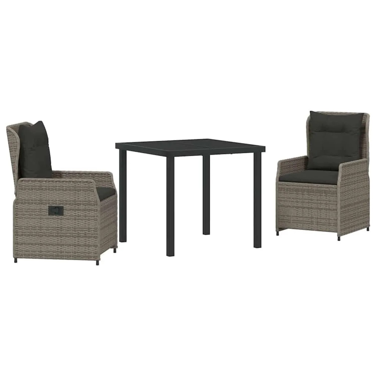 vidaXL Garten Essgruppe 3-Tlg Grau Poly-Rattan 3380953 günstig online kaufen