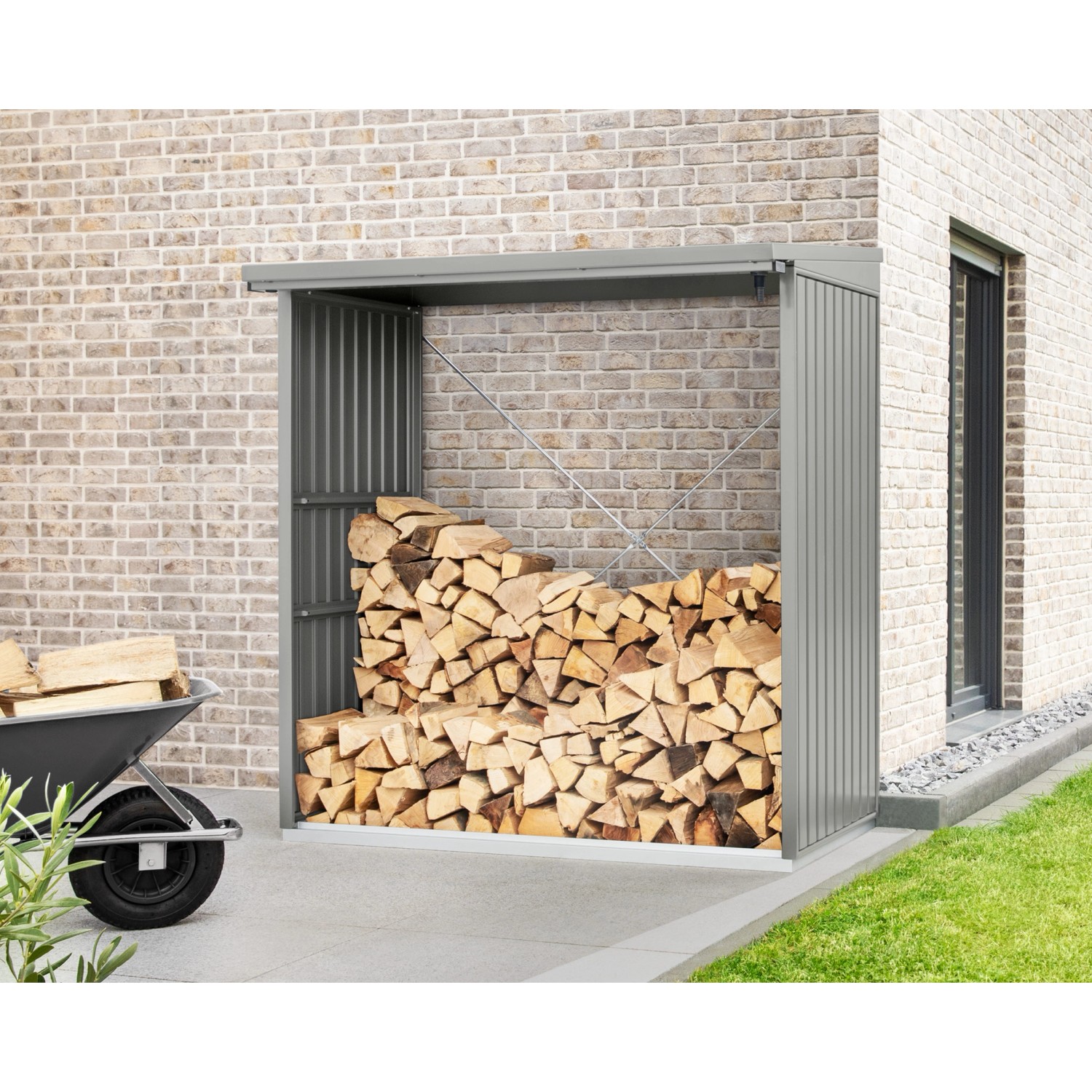 EcoStar Kaminholzregal Trend-V Typ 2 aus Metall RAL9007 Graualuminium günstig online kaufen