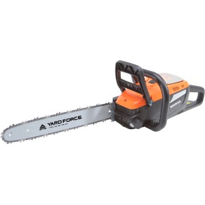 Yard Force 60V Akku-Kettensäge LS M30W Solo, orange-schwarz, mit Schwert. Für Gartenarbeiten.