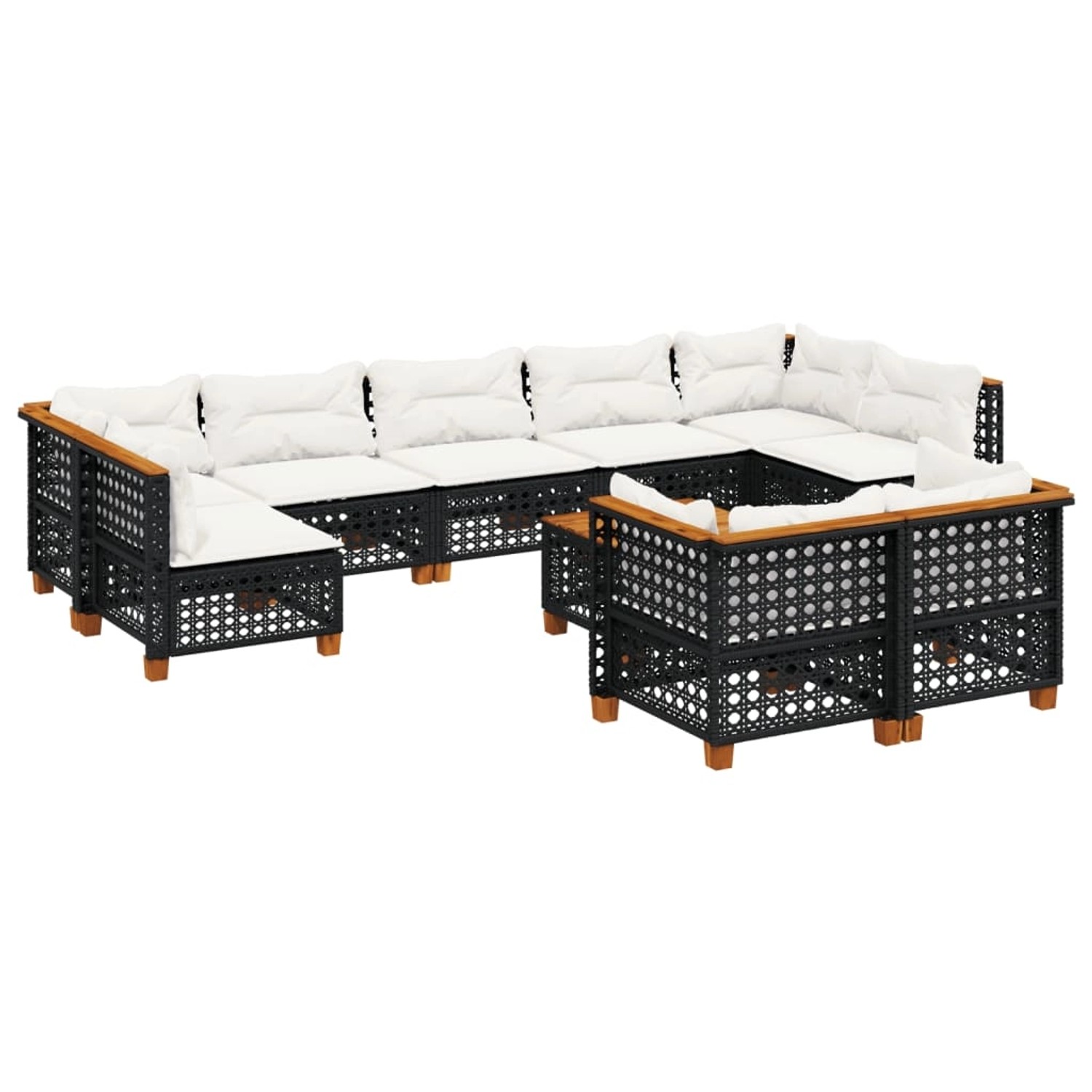 vidaXL 10-Tlg Garten-Sofagarnitur mit Kissen Schwarz Poly Rattan 3261998 günstig online kaufen