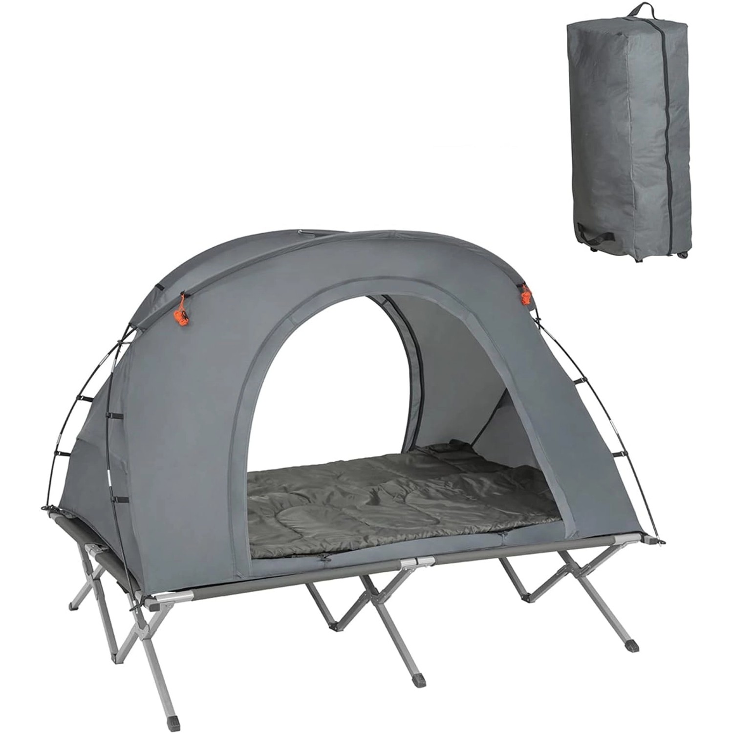 SoBuy 4in1-Zelt mit Campingliege für 2 Personen Metall Oxford-Nylon Grau OG günstig online kaufen