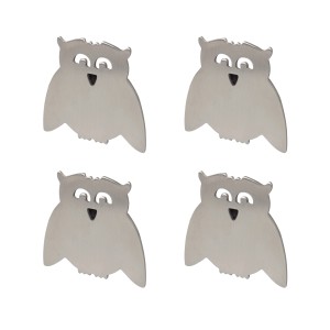 Venilia Tischtuchbeschwerer Eule, 4er-Set aus Inox, magnetisch für Tischdecken.