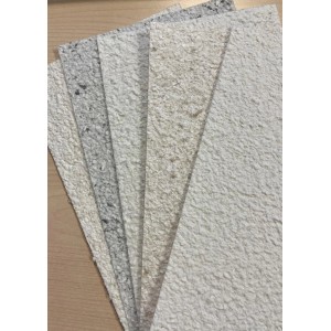 Muster von Floxxan Baumwollputz Montana 503 in verschiedenen Farben, Cellulose Putz für Wandgestaltung.