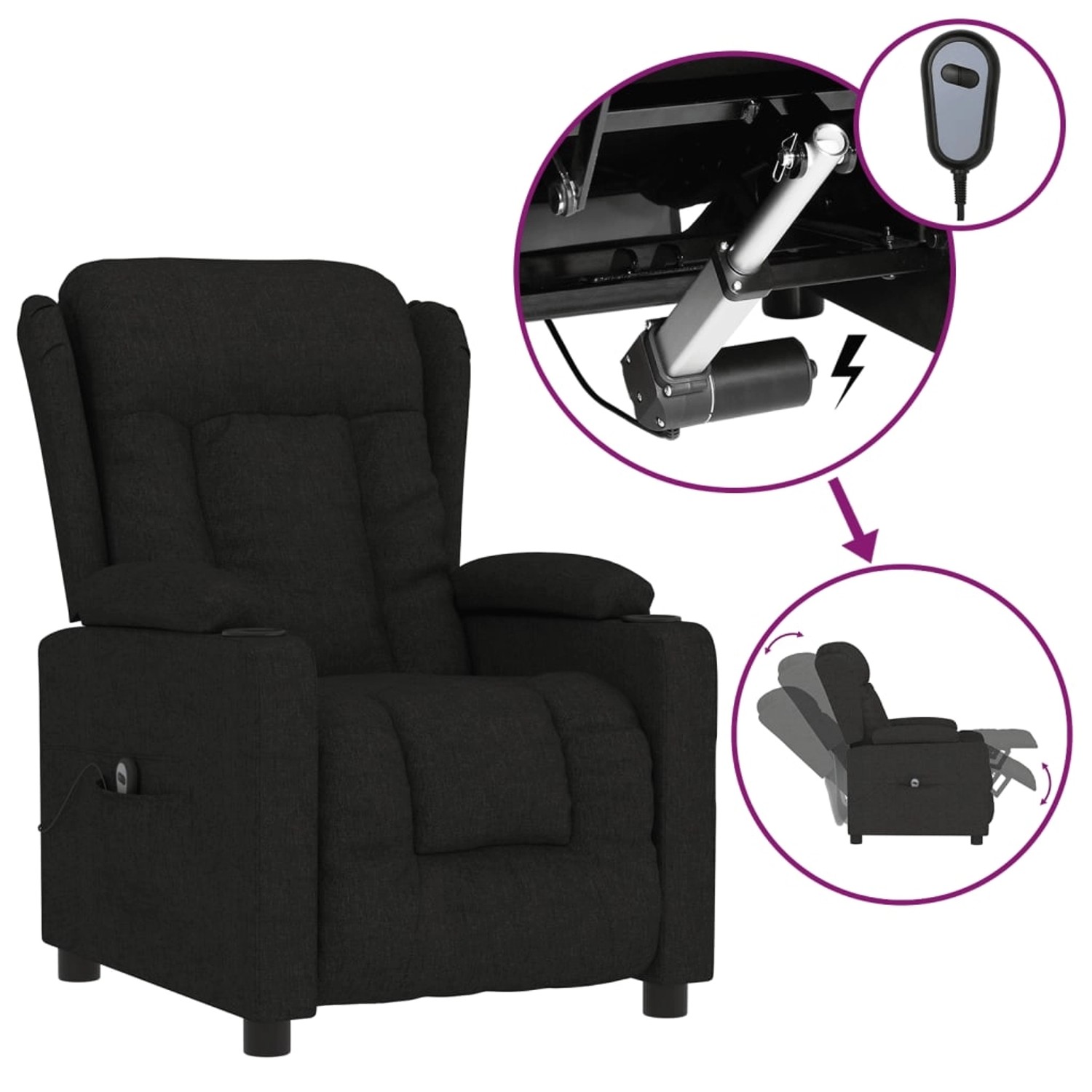 vidaXL Relaxsessel Elektrisch Schwarz Stoff 3098779 günstig online kaufen