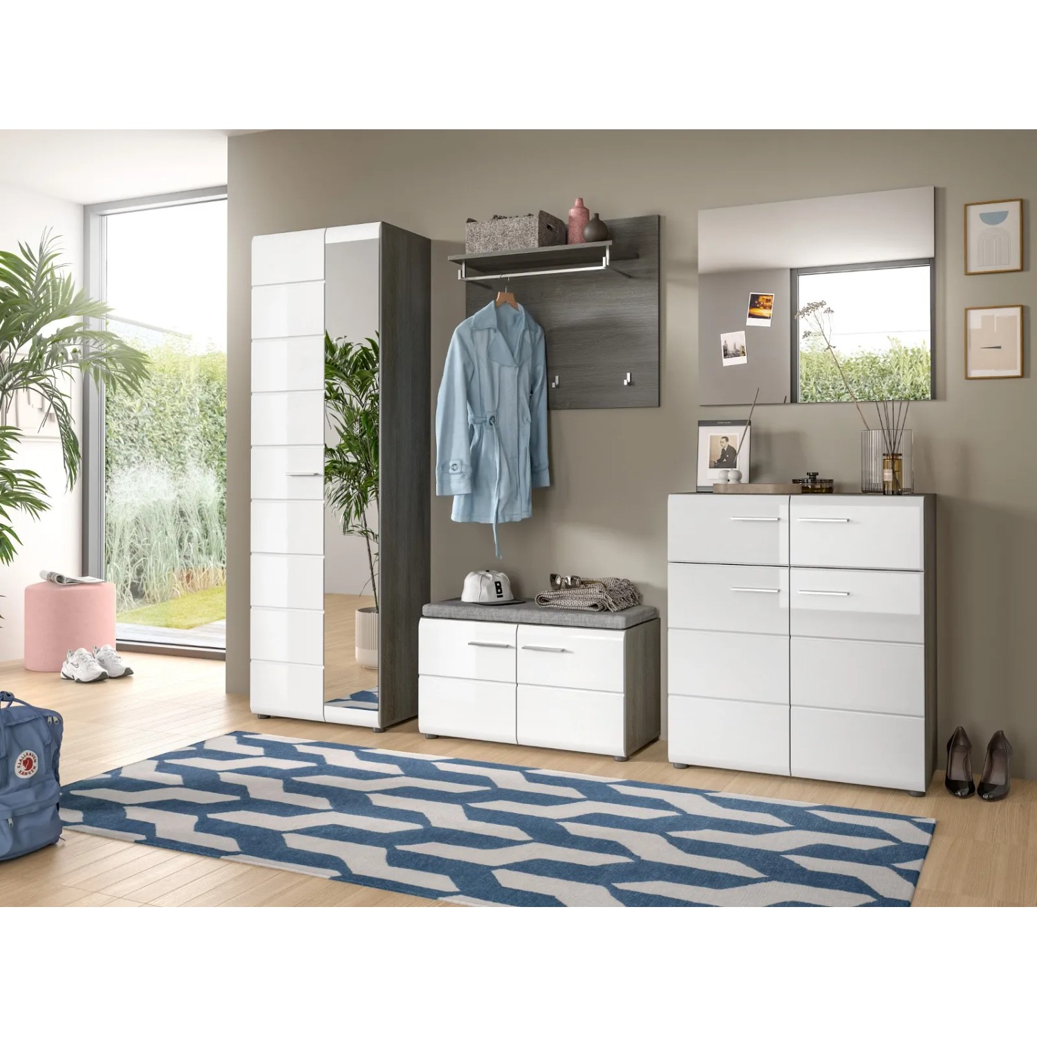 Inn.Furn Garderobenpaneel Grau 80 cm mit Kleiderstange Rumba_7