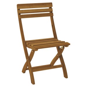 Holzstuhl aus dem Balkonmöbel-Set Grenora, klappbar und aus FSC-zertifiziertem Akazienholz.