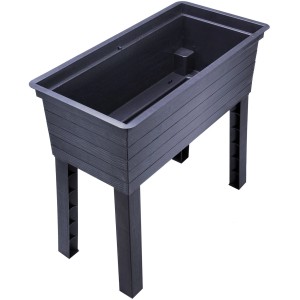 Garantia Hochbeet Balkon Urban, anthrazitfarbenes Kunststoff-Hochbeet mit Holzstruktur, 75x37 cm.