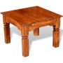 Quadratischer Couchtisch aus Akazienholz, honigfarben lasiert, 60x60x45 cm. Tisch für Wohnzimmer.