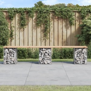 VidaXL Gartenbank mit Gabionen aus Kiefernholz, ideal für den Garten.